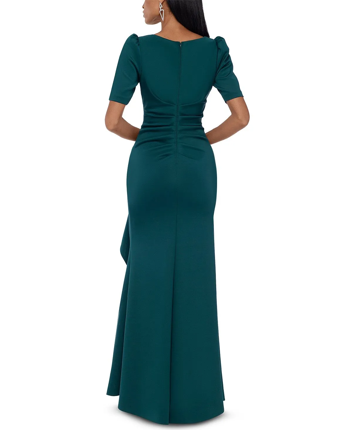 A-line dress with ruffles XSCAPE, dark green
