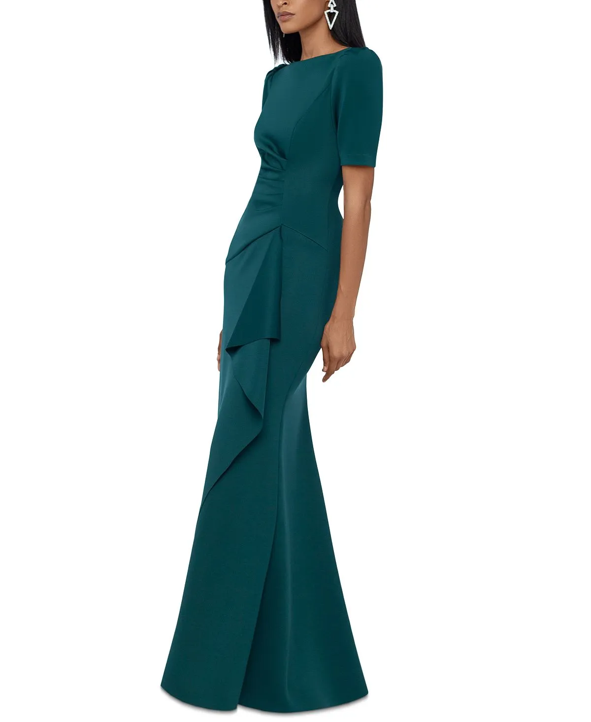 A-line dress with ruffles XSCAPE, dark green