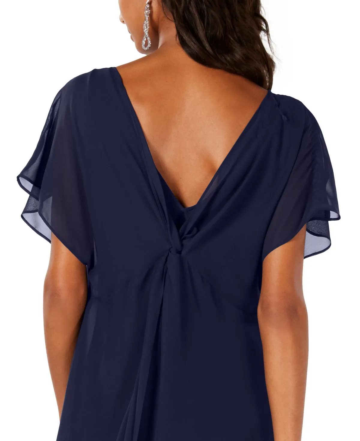 Adrianna Papell A-line dress with overlay chiffon, navy