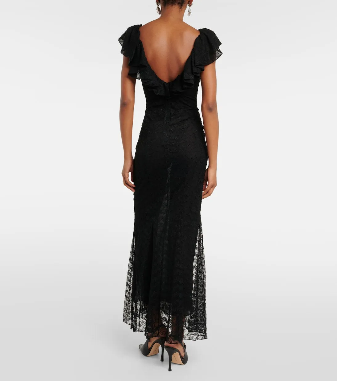 Alessandra Rich lace dress with bow, black