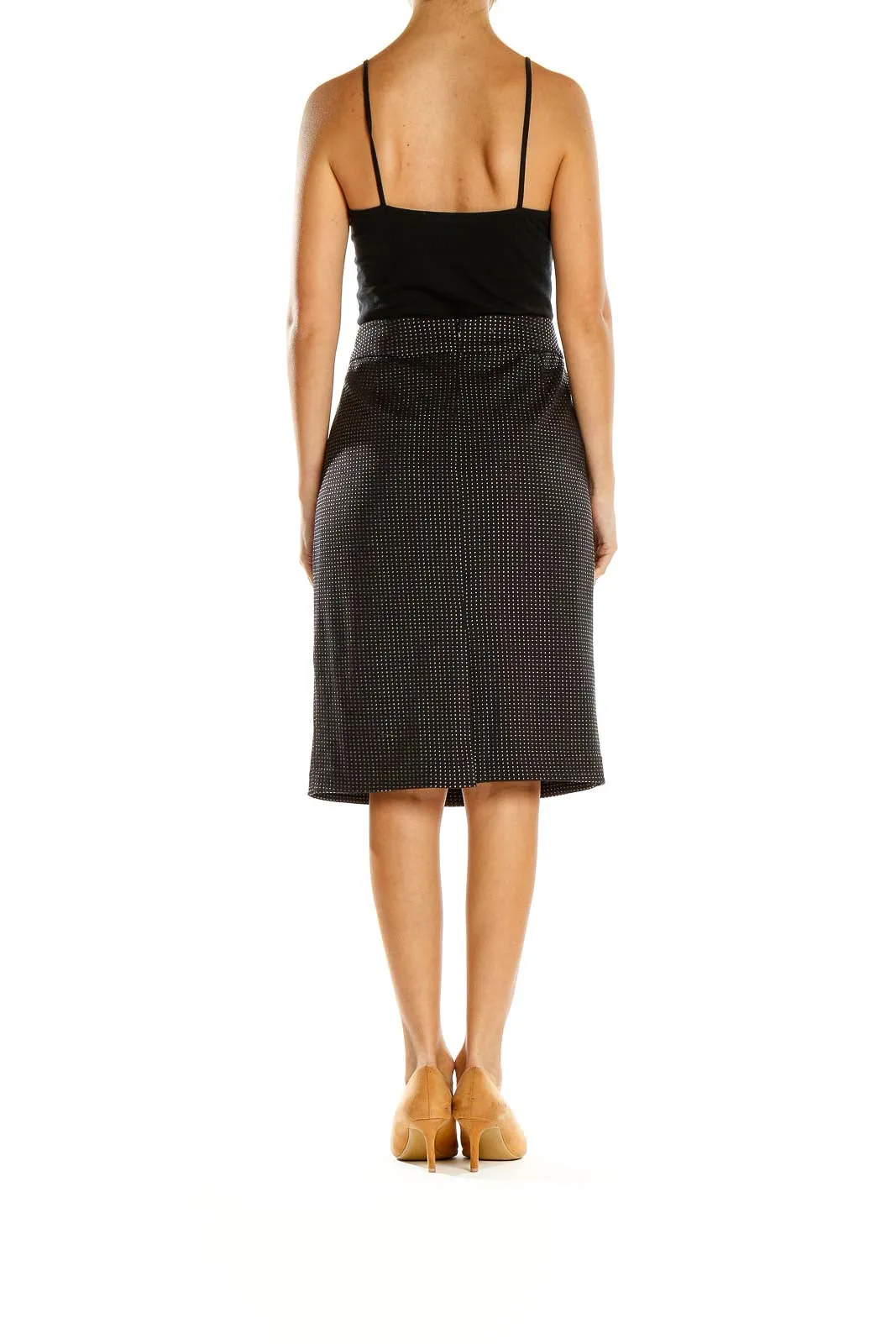 Black Dotted Pencil Skirt
