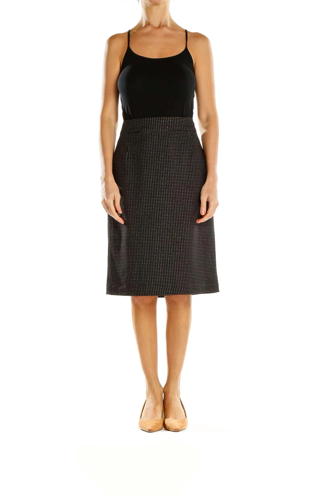 Black Dotted Pencil Skirt