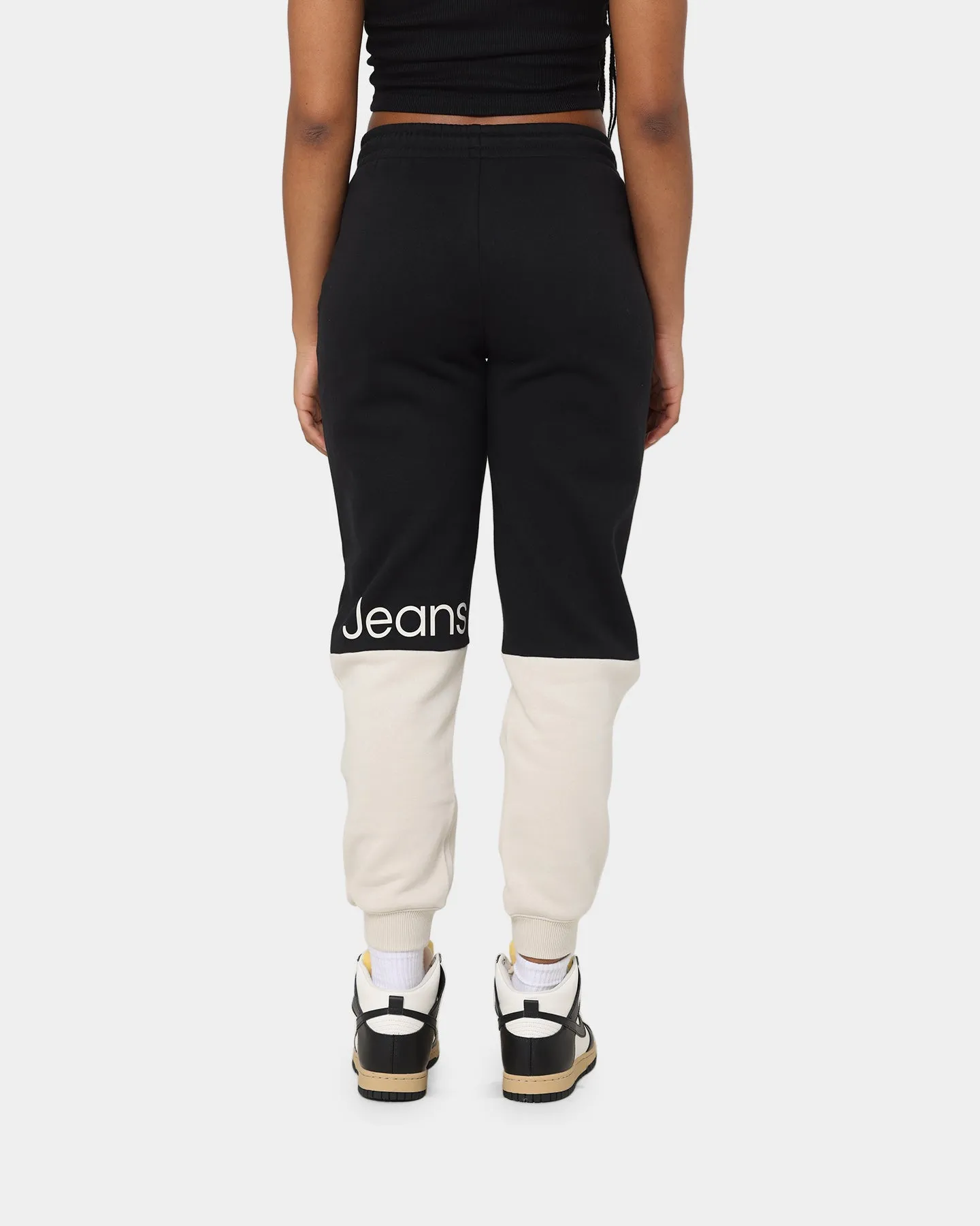 Calvin Klein Women's Colour Blocking Cuff Jogger Pants Ck Black