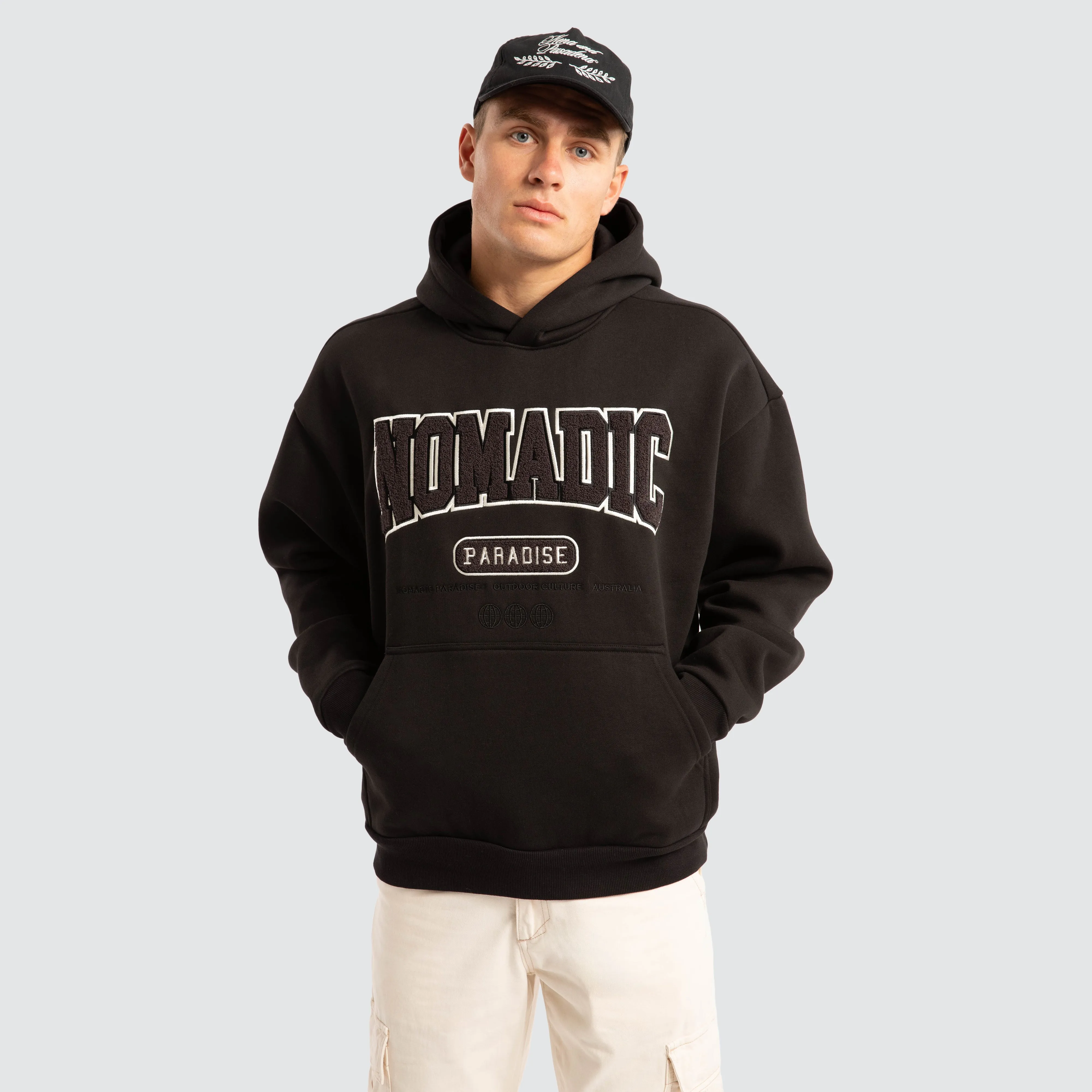 College Oversized Hoodie Jet Black
