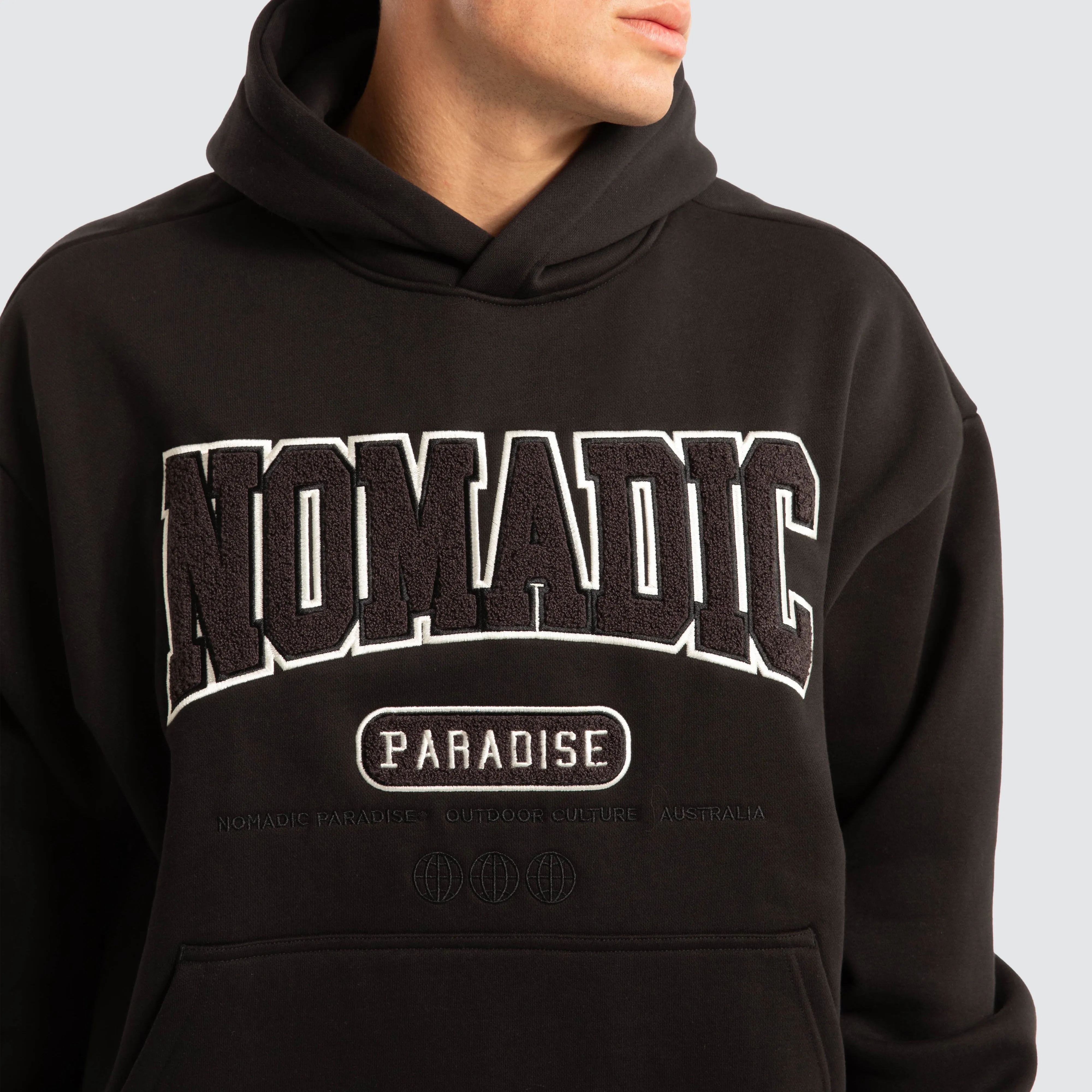 College Oversized Hoodie Jet Black
