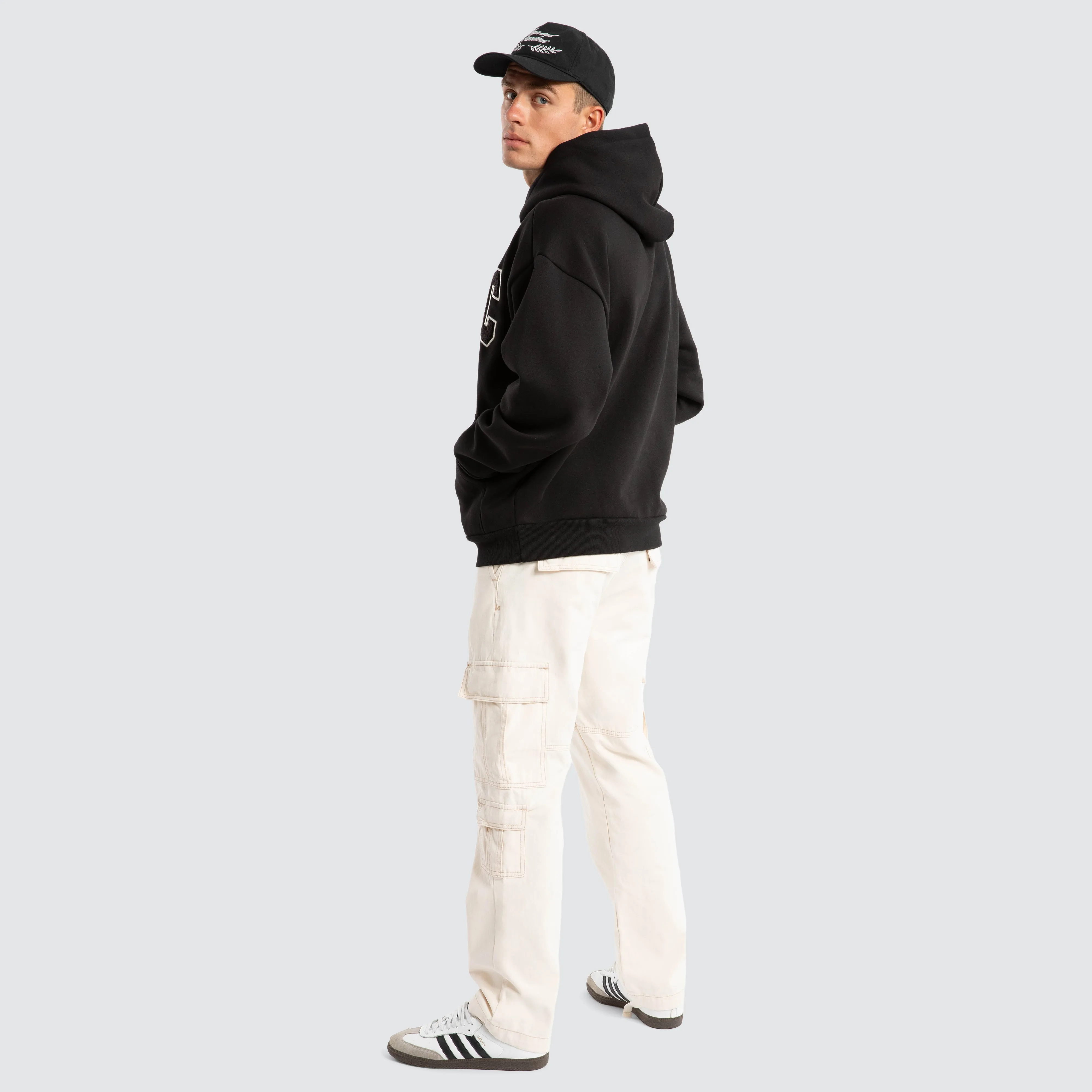 College Oversized Hoodie Jet Black