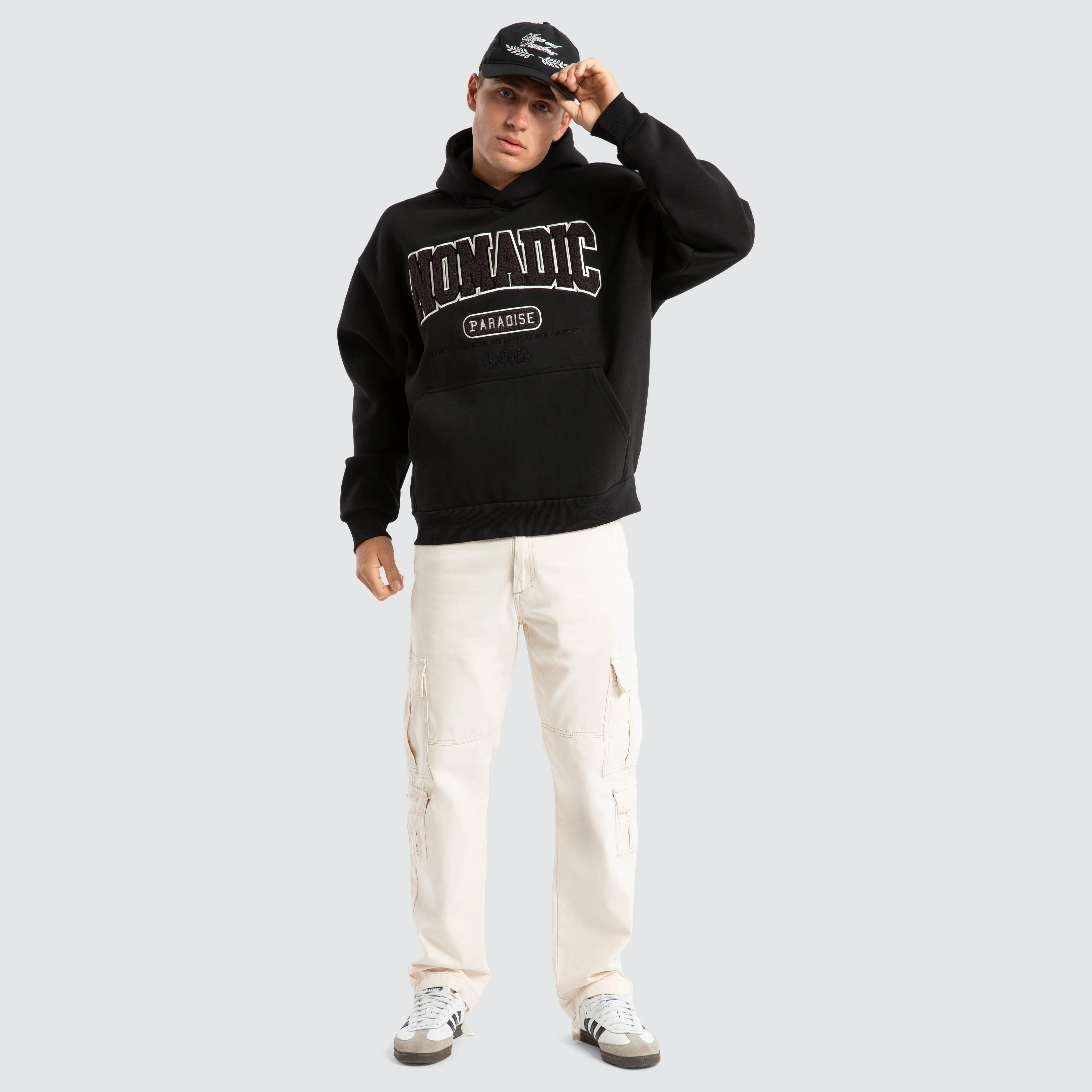 College Oversized Hoodie Jet Black