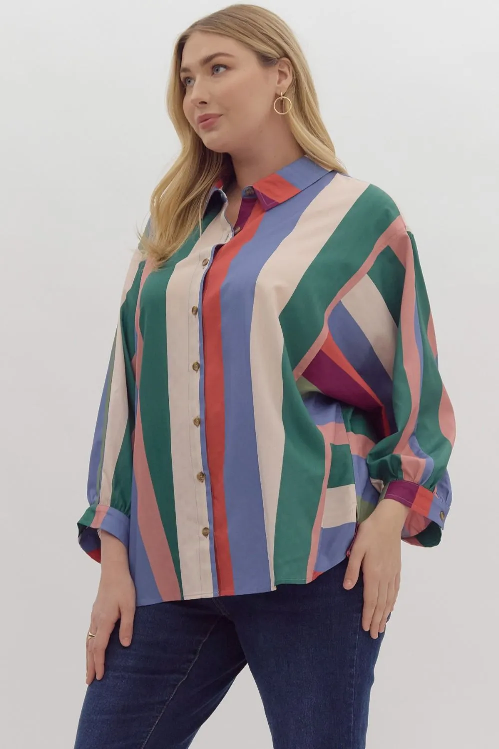 Colorful Daze Button Up Top *Curvy*