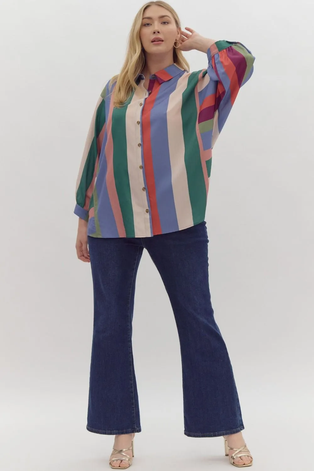 Colorful Daze Button Up Top *Curvy*