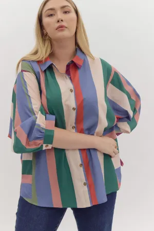 Colorful Daze Button Up Top *Curvy*