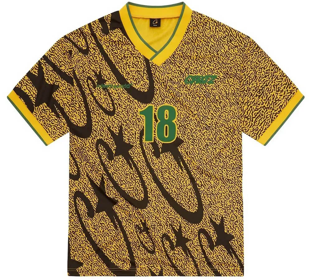 Corteiz Carni Stellations Football Jersey 'Yellow', Yellow/Black/Green