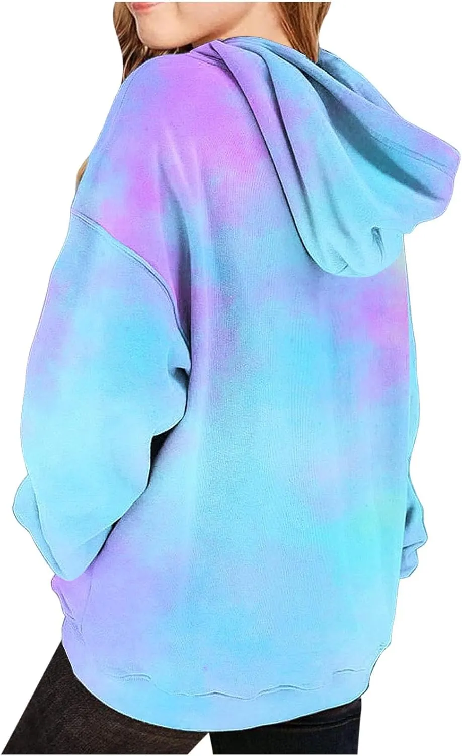 Cute Hoodies for Teen Girls Trendy Preppy Hoodies Y2k Sweatshirts Oversized Long Sleeve Shirts Casual Tie-Dye Outfits