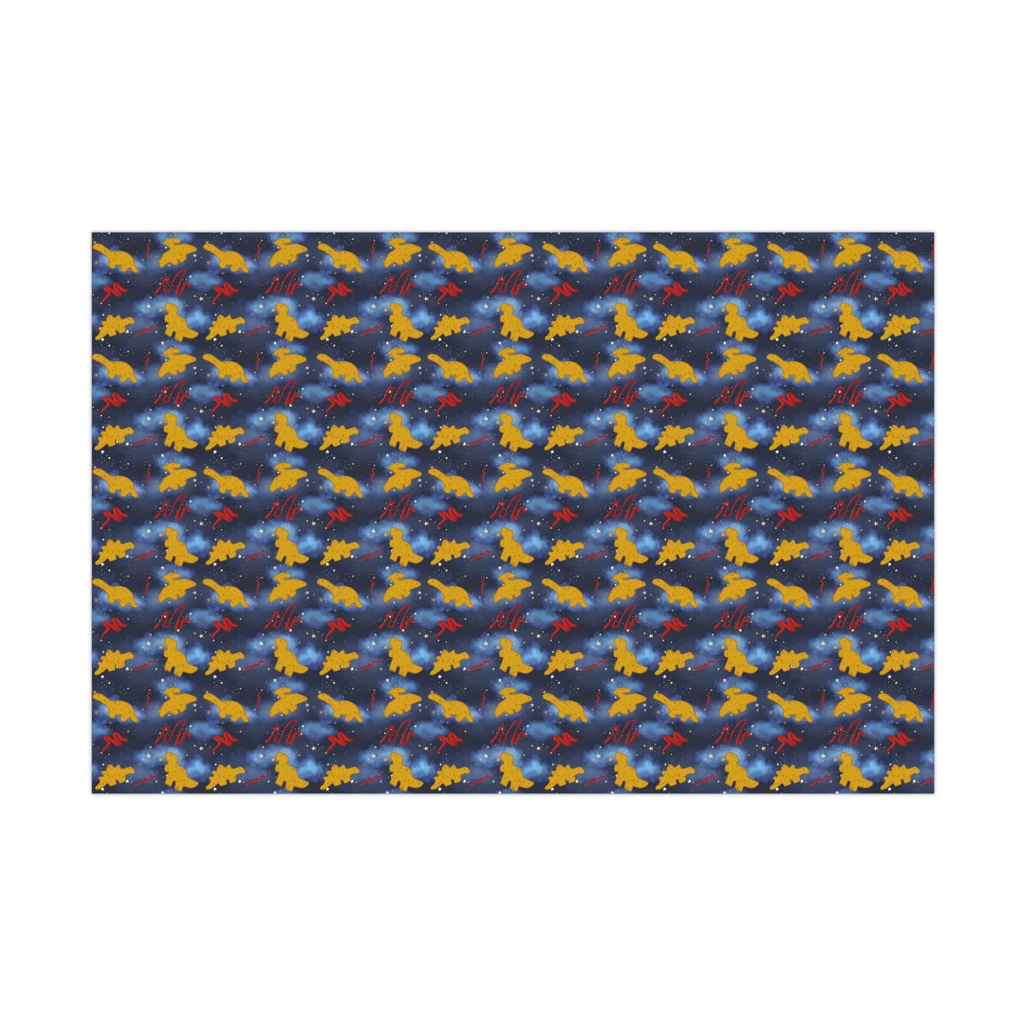 dino chicken nugget wrapping paper, wrapping paper, gift wrap, gift, paper, chicken nuggets, chicken nug, nugget, dino nuggets, kid, kids, birthday