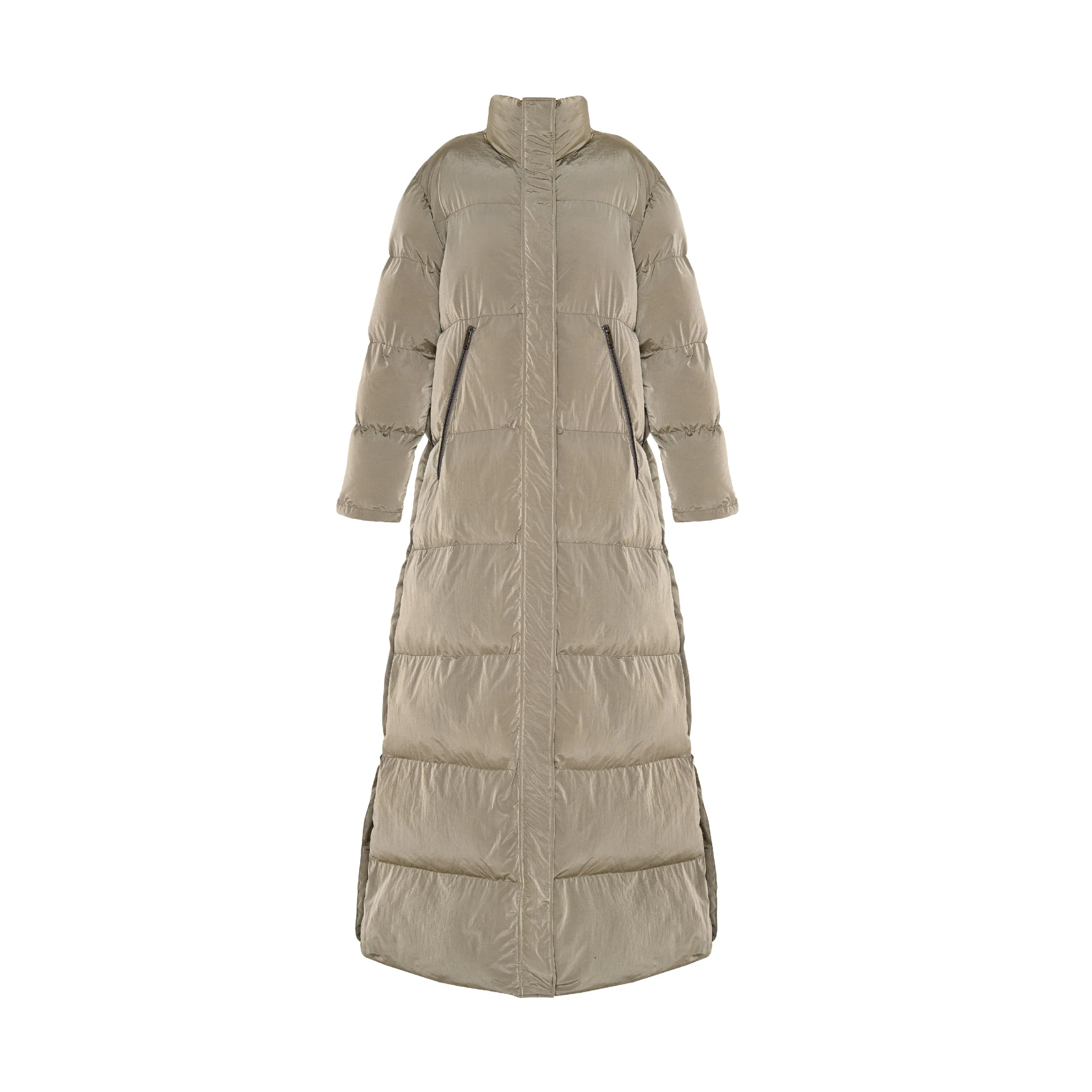 ELONGATED PADDED PUFFER - LIGHT SILVER GREY