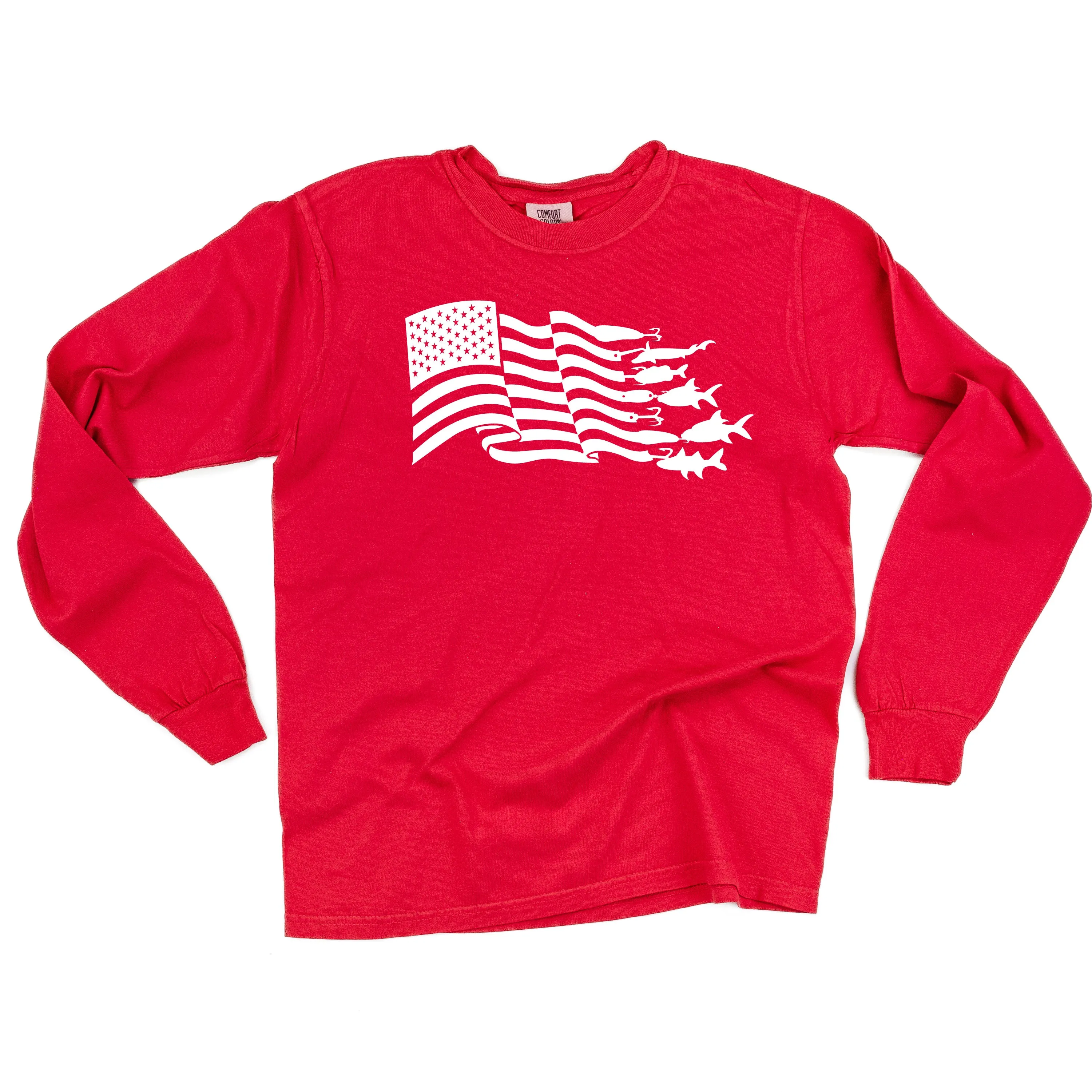 Fishing Flag - LONG SLEEVE COMFORT COLORS TEE