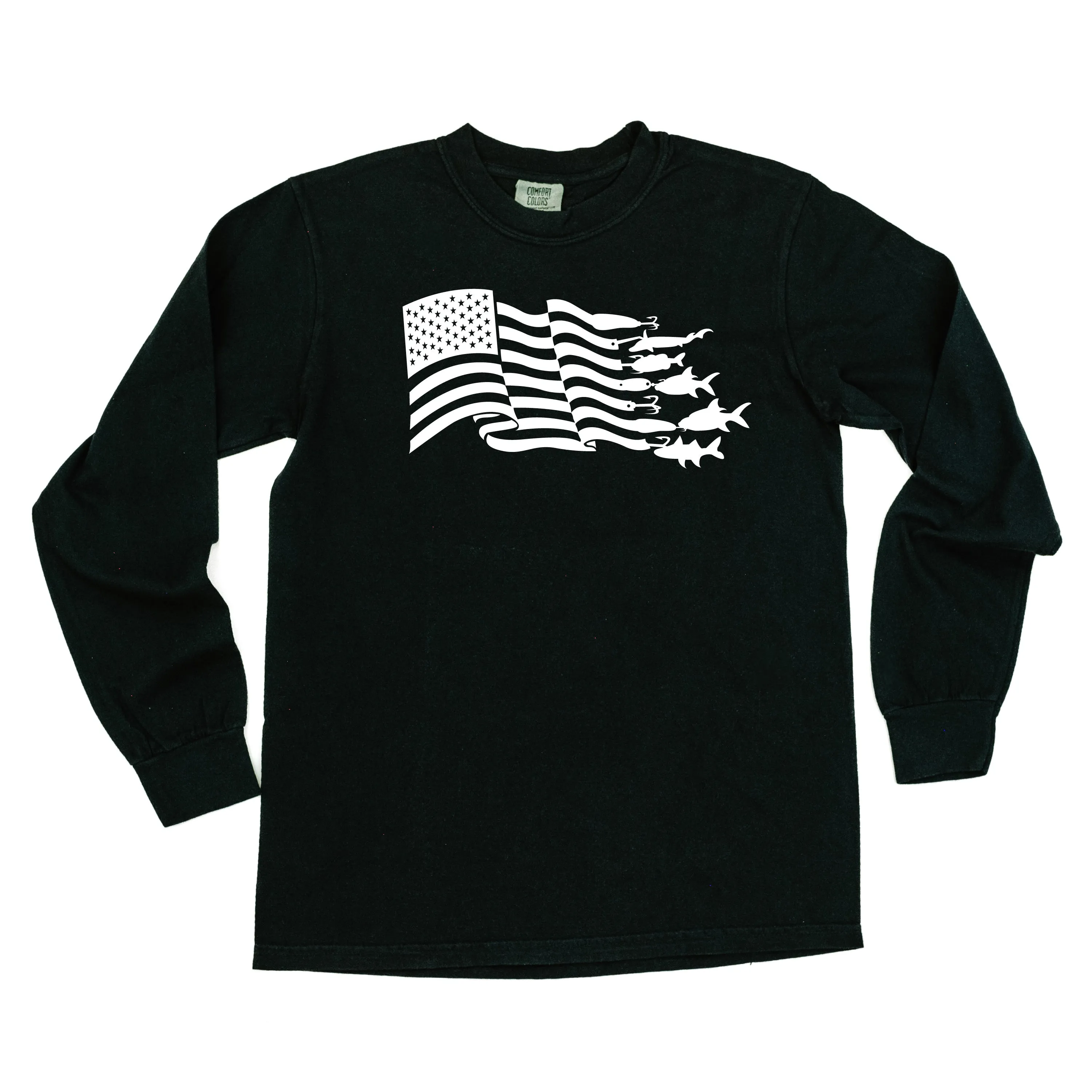 Fishing Flag - LONG SLEEVE COMFORT COLORS TEE
