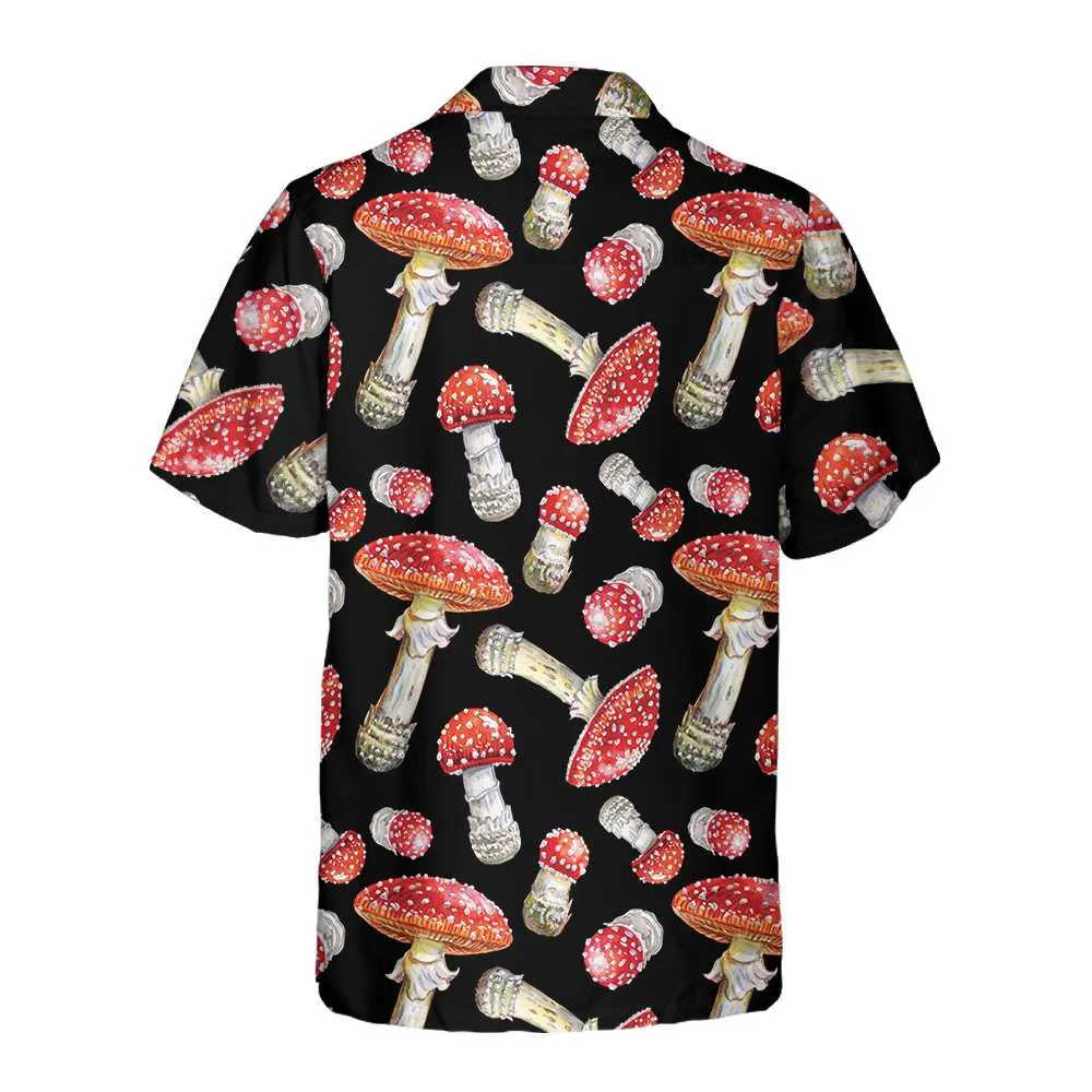Fly Agaric Mushroom Hawaiian Shirt, Red Mushroom Print Shirt For Men & Women