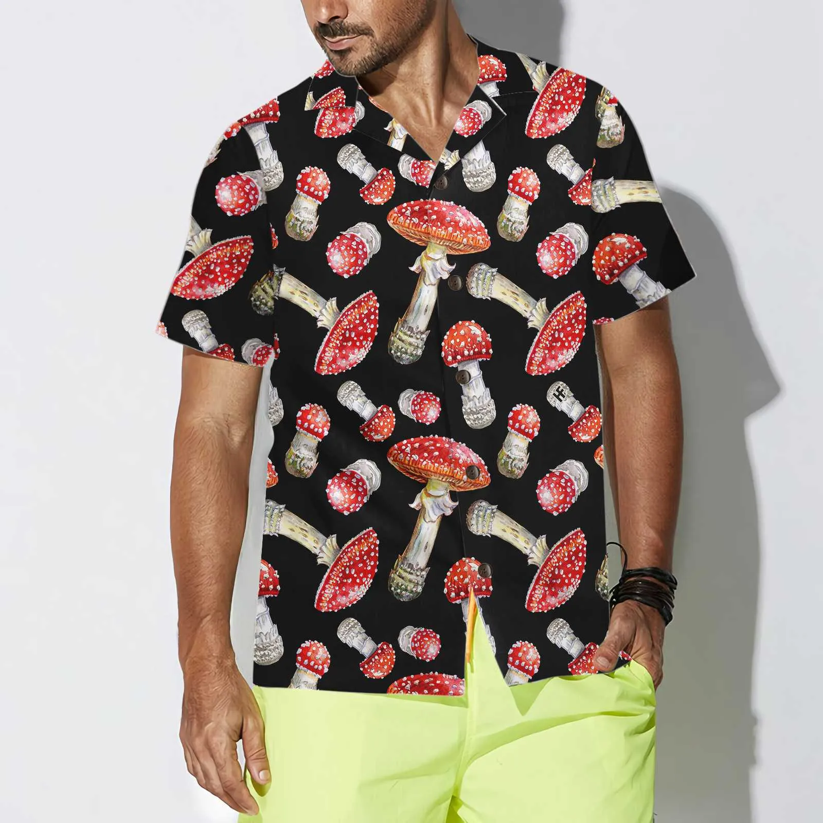 Fly Agaric Mushroom Hawaiian Shirt, Red Mushroom Print Shirt For Men & Women