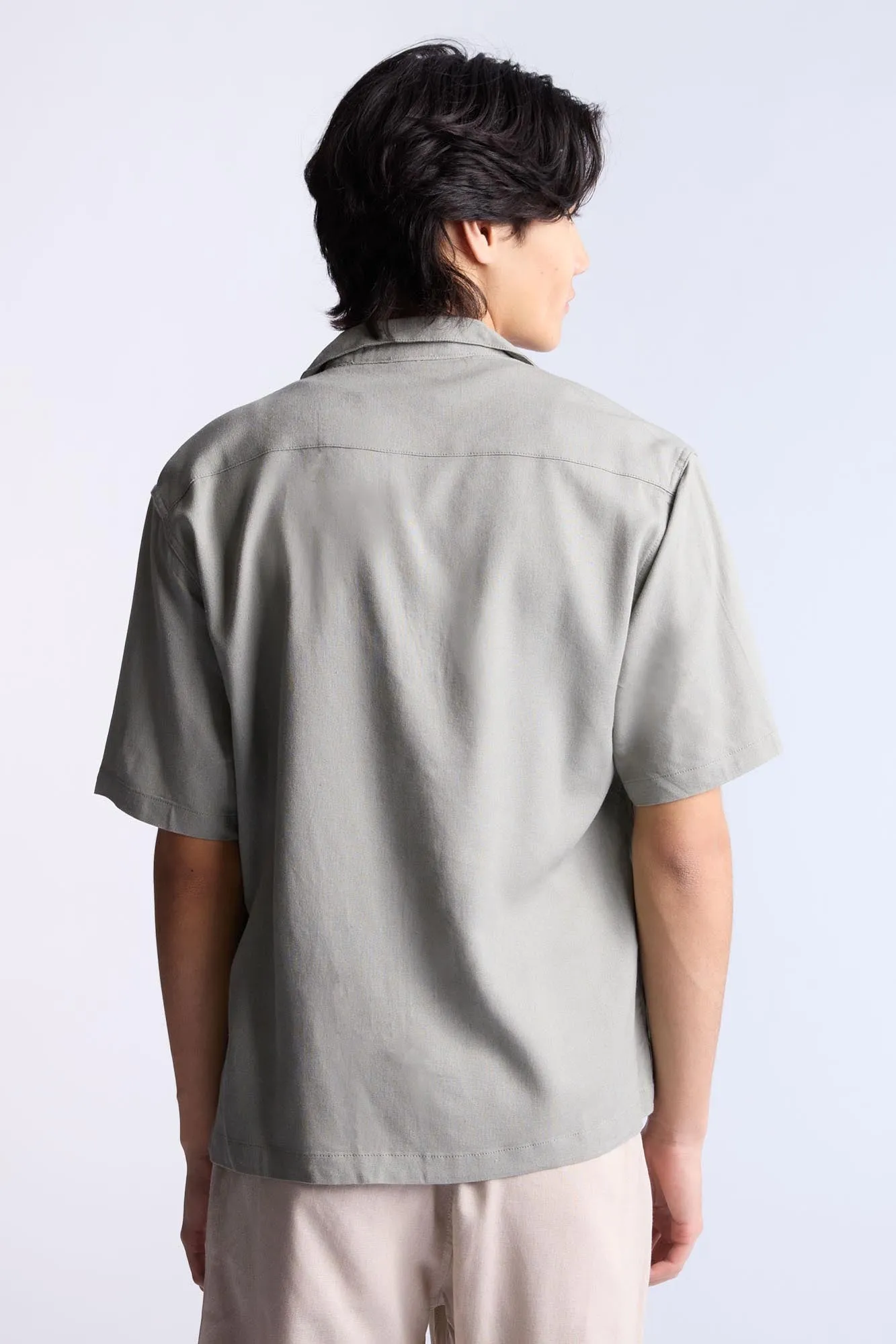 Linen-Blend Button-Up Shirt