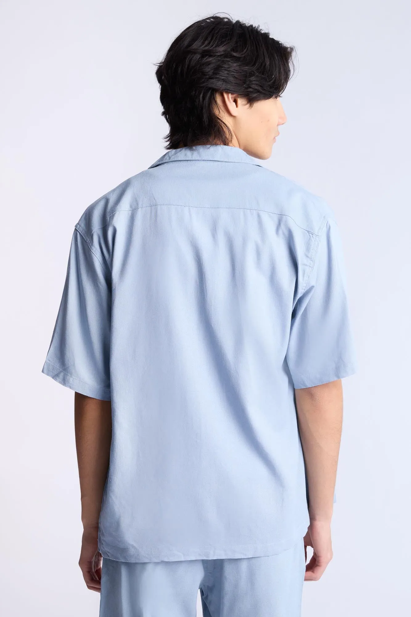 Linen-Blend Button-Up Shirt