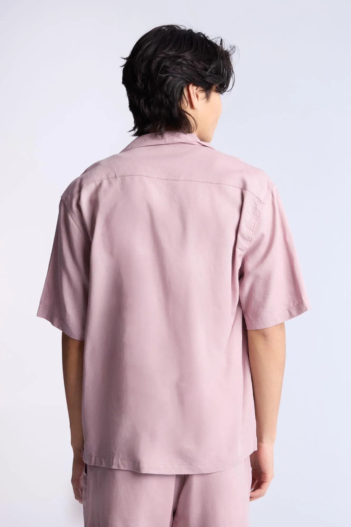 Linen-Blend Button-Up Shirt