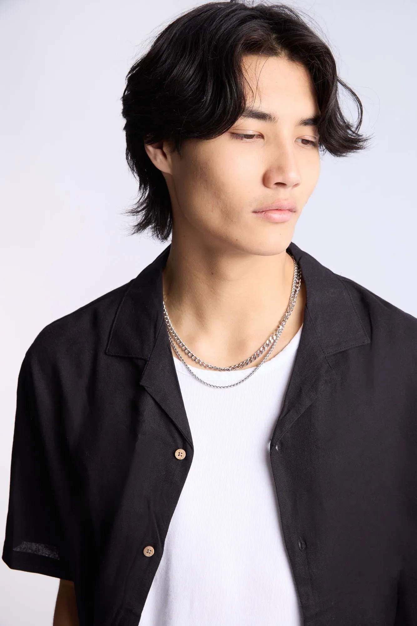 Linen-Blend Button-Up Shirt