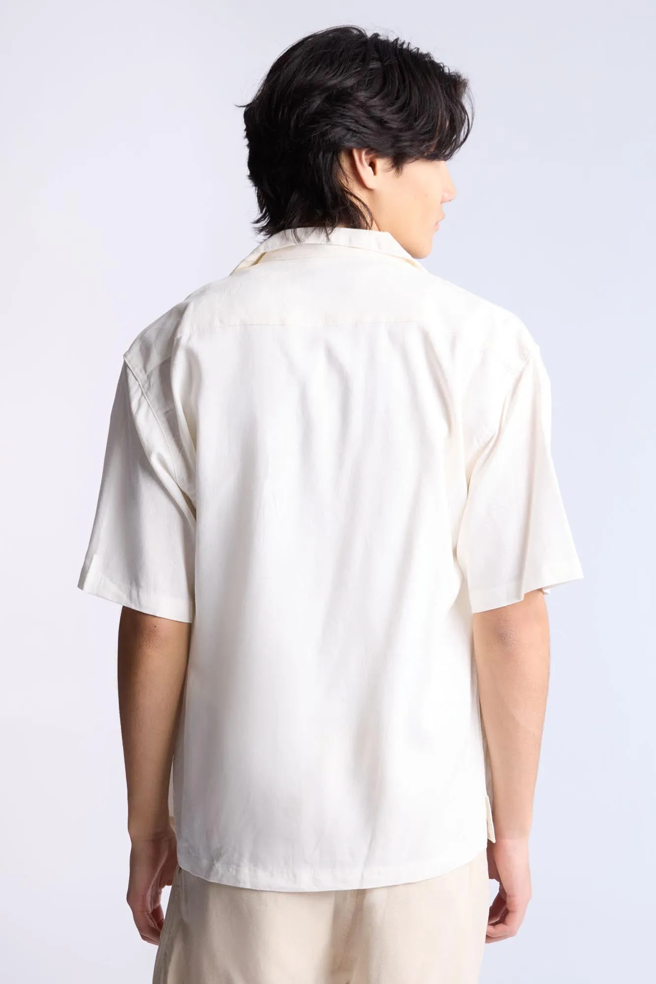 Linen-Blend Button-Up Shirt
