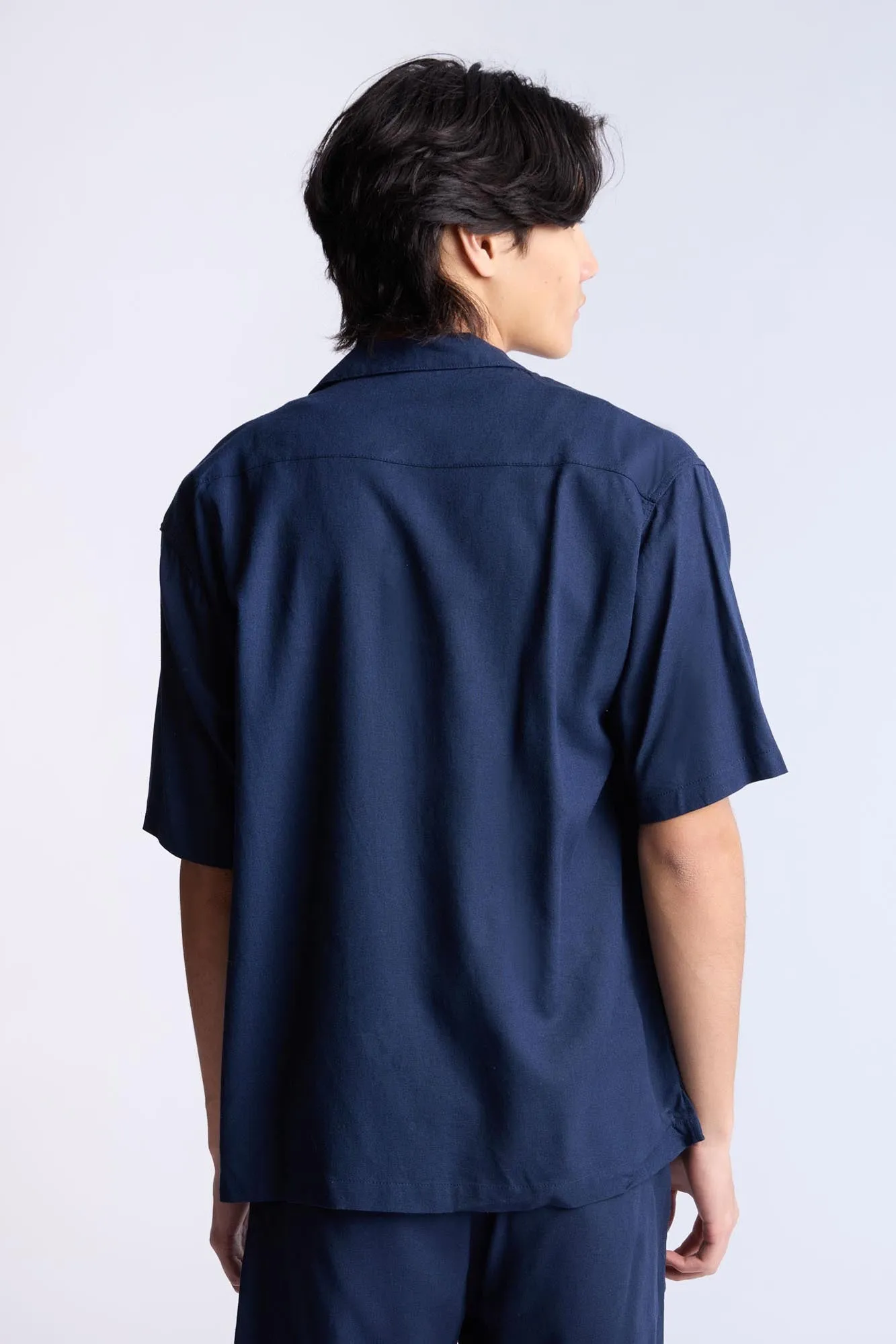 Linen-Blend Button-Up Shirt