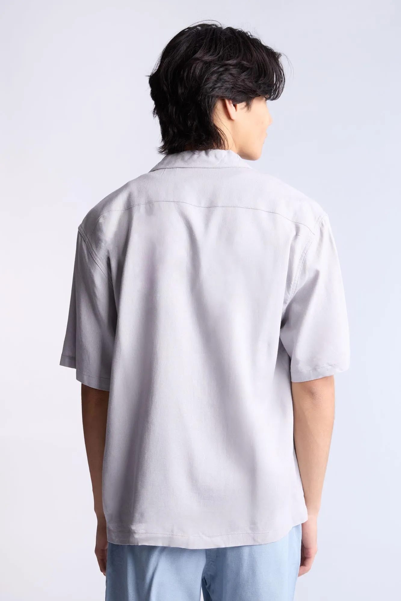Linen-Blend Button-Up Shirt
