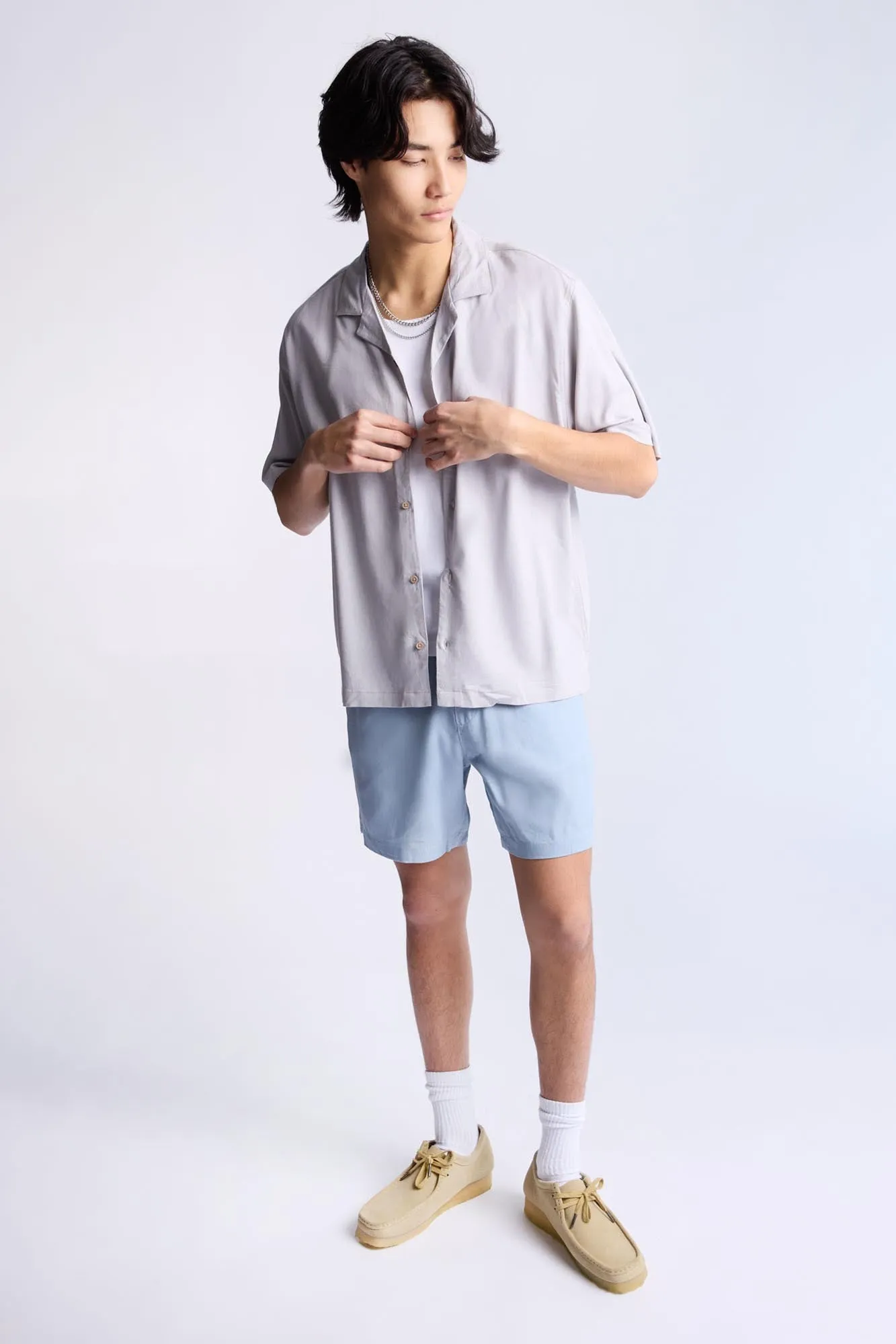 Linen-Blend Button-Up Shirt