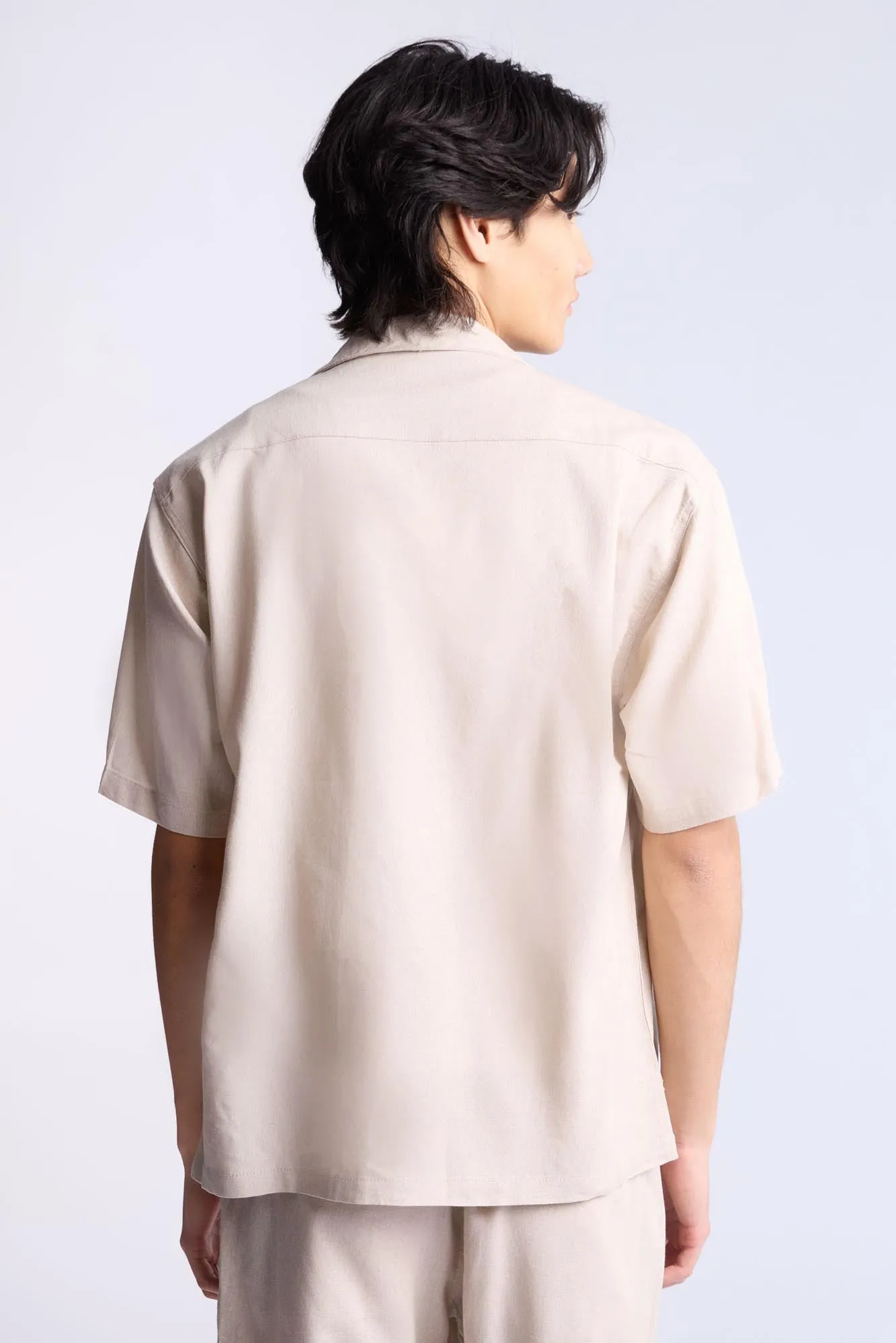 Linen-Blend Button-Up Shirt
