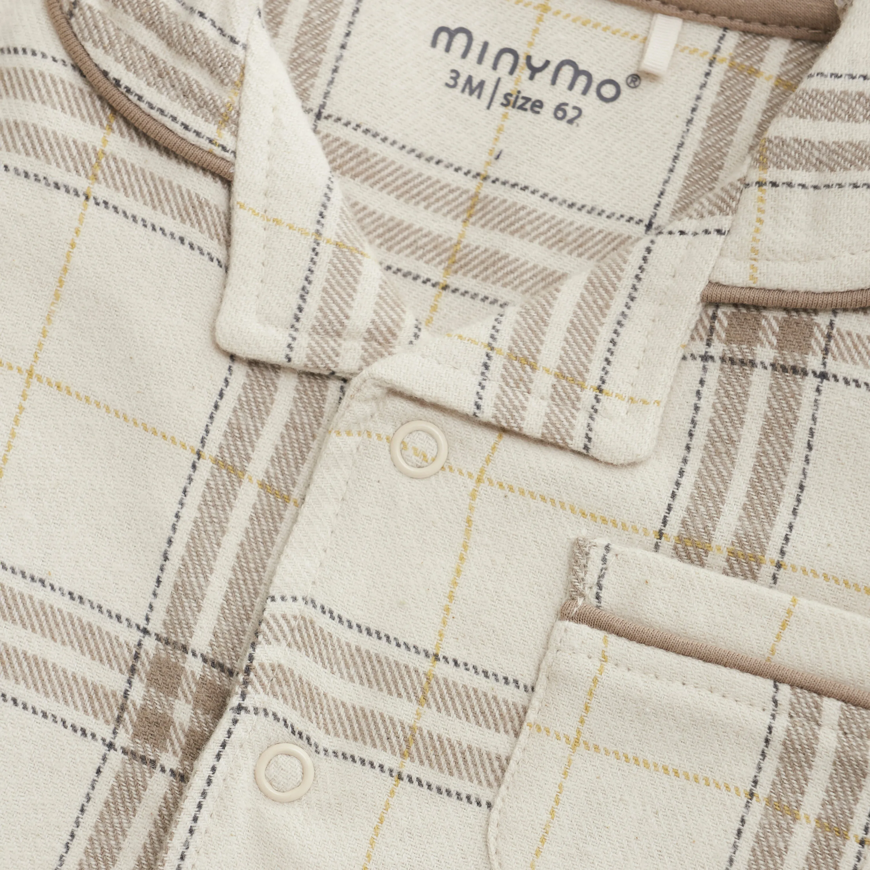 Minymo - Organic Button-Up Romper - Cream Plaid