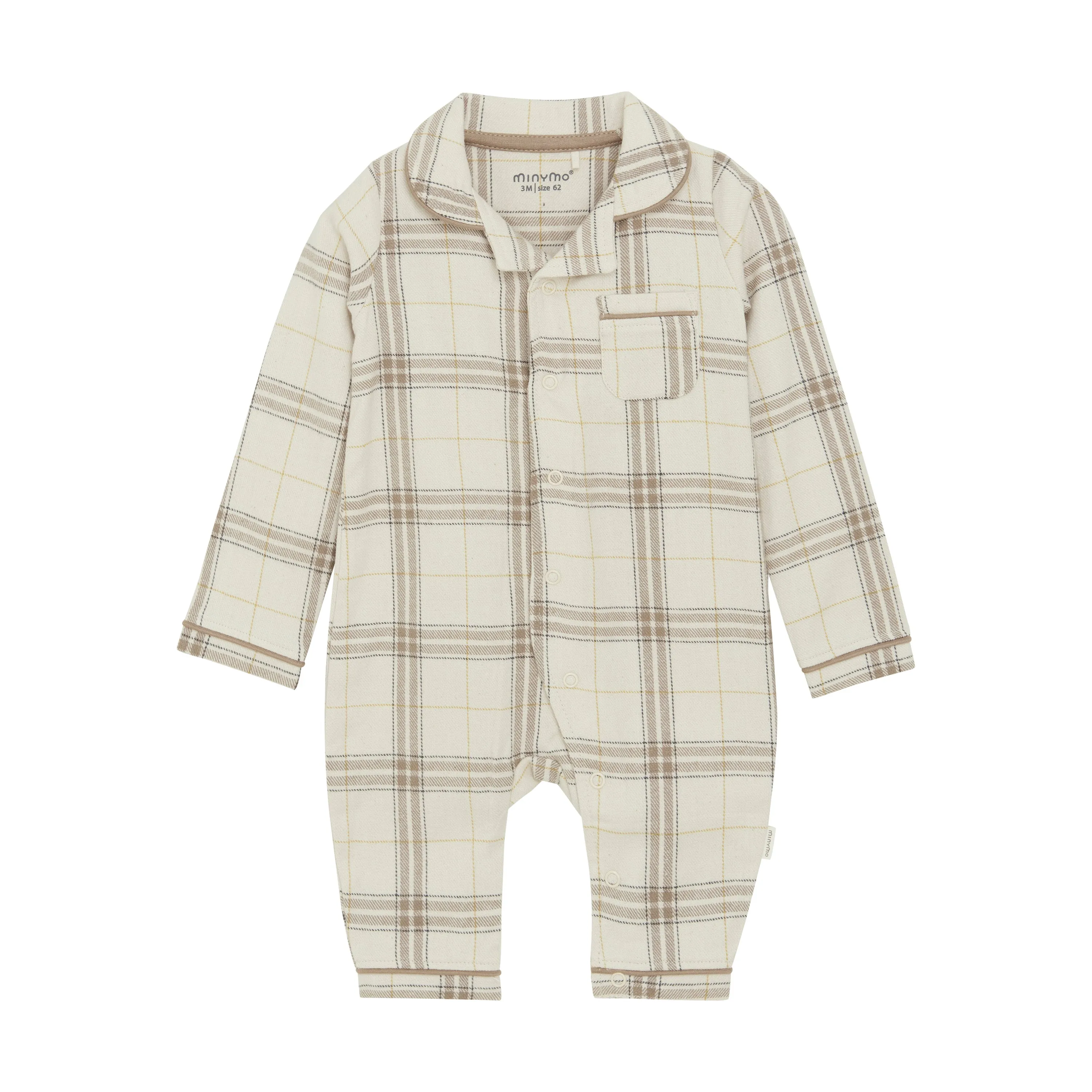 Minymo - Organic Button-Up Romper - Cream Plaid