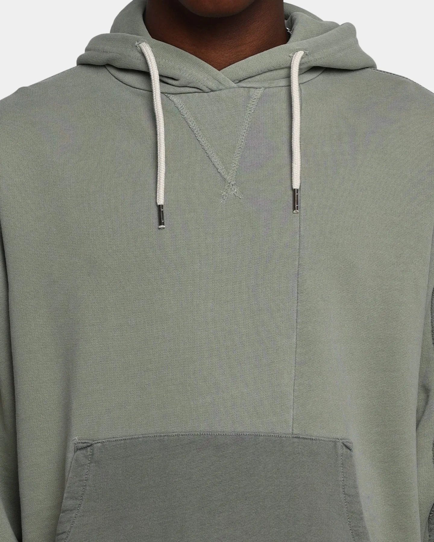 MNML Panelled Vintage Hoodie Olive