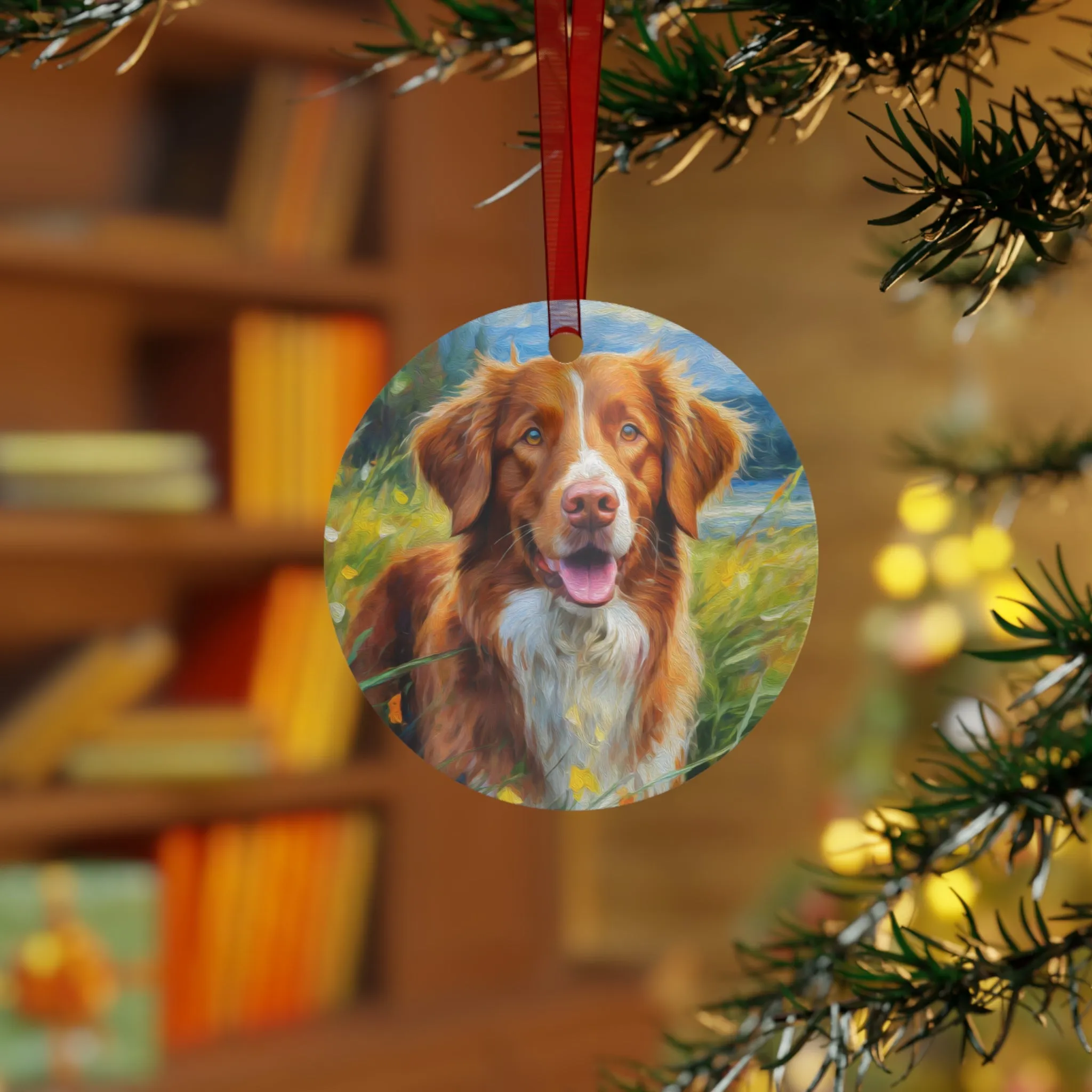 Nova Scotia Duck Tolling Retriever 'Dixie' Metal Ornaments