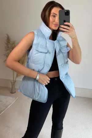 Pia Blue Puffer Gilet Coat