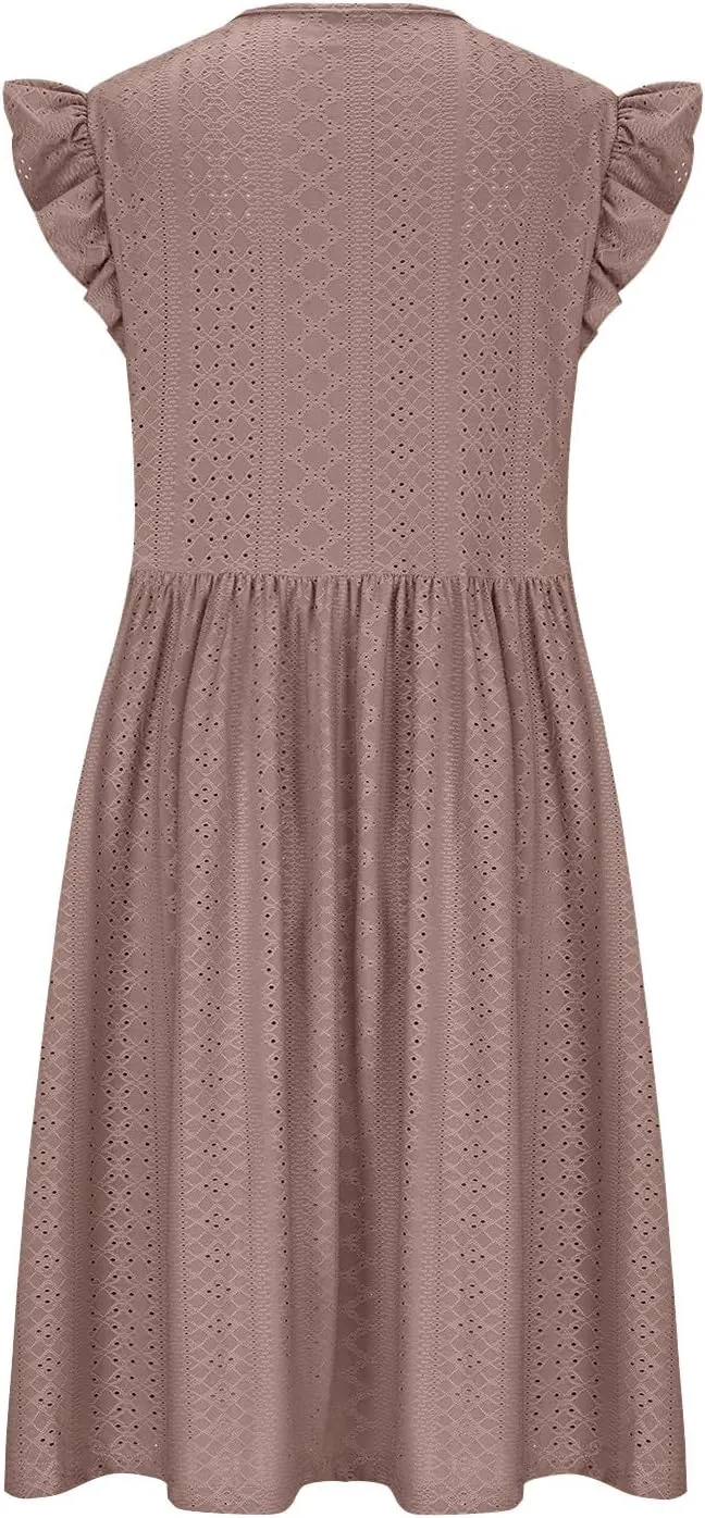 Plus Size Dresses for Curvy Women Criss Cross V Neck Ruffle Sleeve Mini Dress High Waist Hollow Out Lounge Dress
