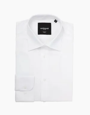 White Textured London Long Sleeve Shirt