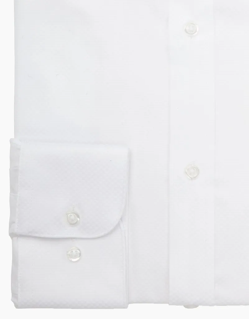 White Textured London Long Sleeve Shirt